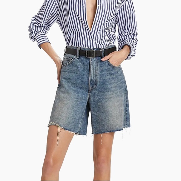 Nili Lotan Pants - Nilli Lotan Russel Denim Raw-Edge Shorts